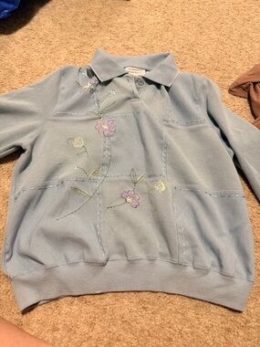 Alfred Dunner Light Blue Petite Sweater